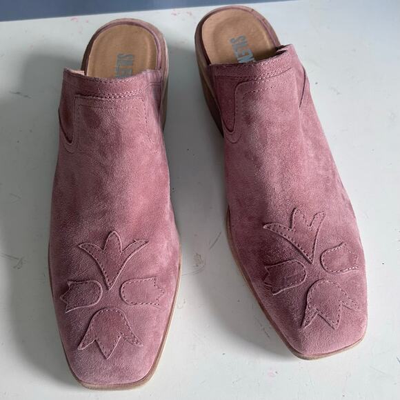 Silent D Anthropologie shoes mules size 9 pink western floral patchwork coastal - Picture 7 of 13